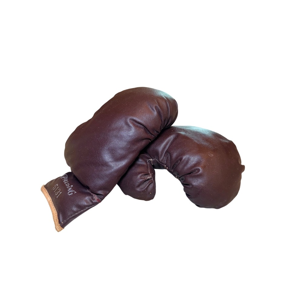 Vintage Spalding 5131 Pair of Boxing Training Gloves Brown Leather 1940s-1950s